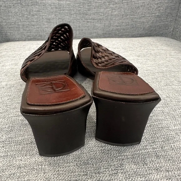 Cole Haan Angie brown woven leather heeled slide sandals - Picture 5 of 6